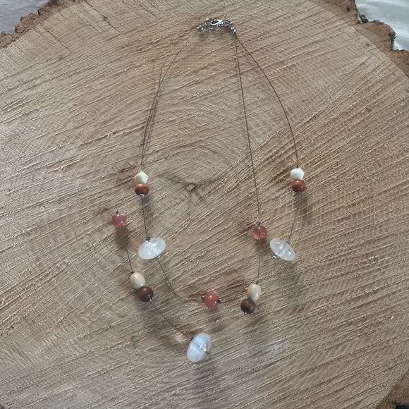 Bundle of long silver gem necklaces, mid length and pairs of elastic metal rings - Picture 1 of 15